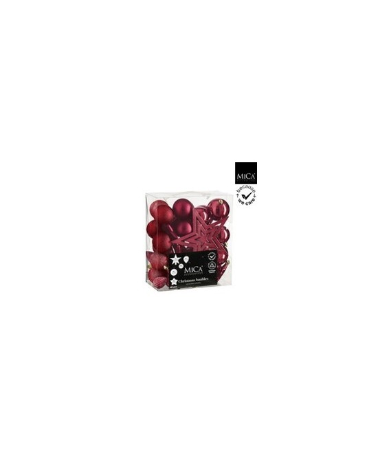 BOLAS NAVIDAD IROMPIBLES ROJAS 40PIEZAS D8CM