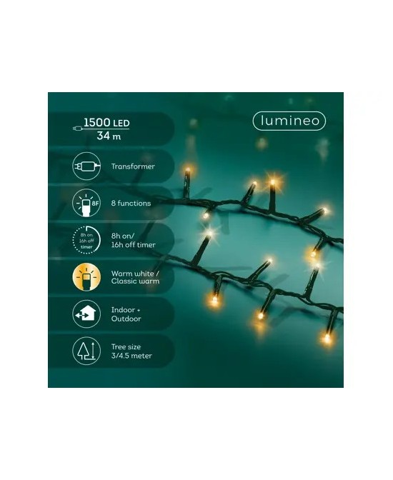 Guirnalda LED Luz Parpadeante 3400 cm Iluminación Decorativa Interior y Exterior