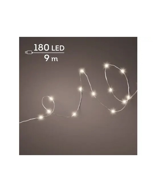 GUIRNALDA DE LUCES LED PLATA/BLANCO CALIDO 895CM