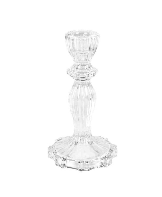 PORTAVELAS VIDRIO TRANSPARENTE D8X16CM