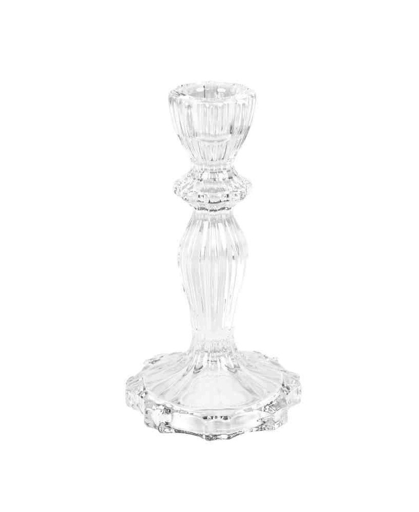 PORTAVELAS VIDRIO TRANSPARENTE D8X16CM