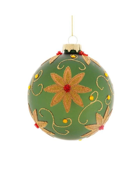BOLA VERDE CON FLORES D12CM