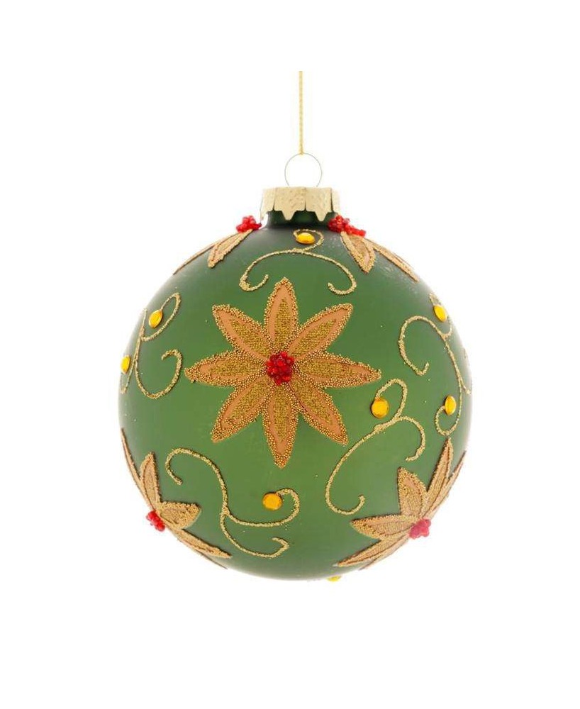 BOLA VERDE CON FLORES D12CM