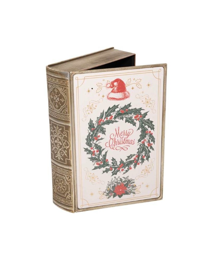 CAJA LIBRO CORONA METALICO 30X20X7CM