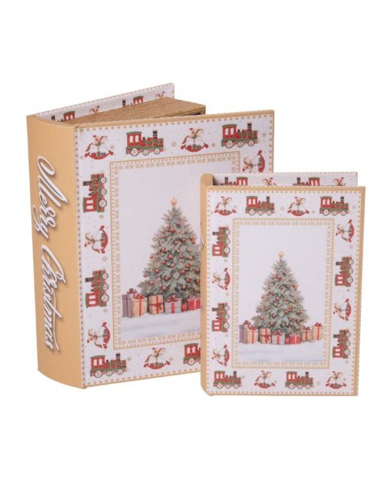 CAJA LIBRO MADERA ARBOL 22X17X5.5CM