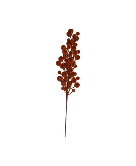 RAMO DE BAYAS FLOCADAS MARRON H70CM