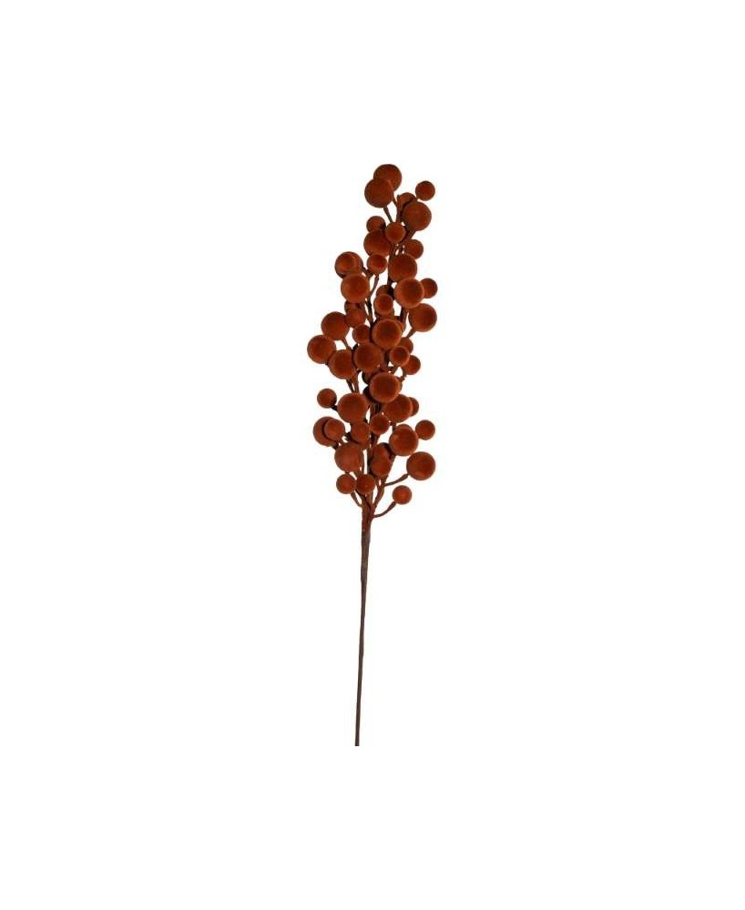 RAMO DE BAYAS FLOCADAS MARRON H70CM