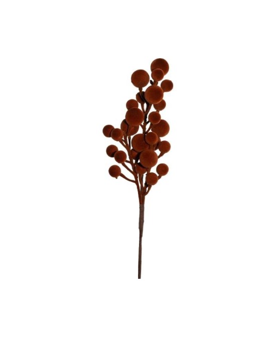 RAMO DE BAYAS FLOCADAS MARRON H43CM