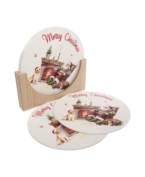 MANTEL PEQUEÑO NAVIDEÑO DE MADERA D36CM 6UD