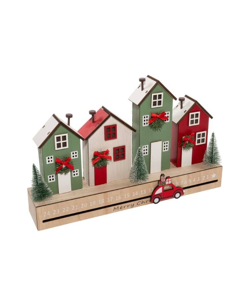 CALENDARIO DE ADVIENTO CON LED MADERA 40X8X25CM