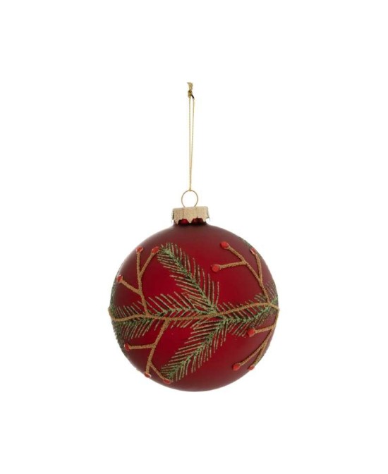 BOLA ROJA DEC HOJAS D8CM