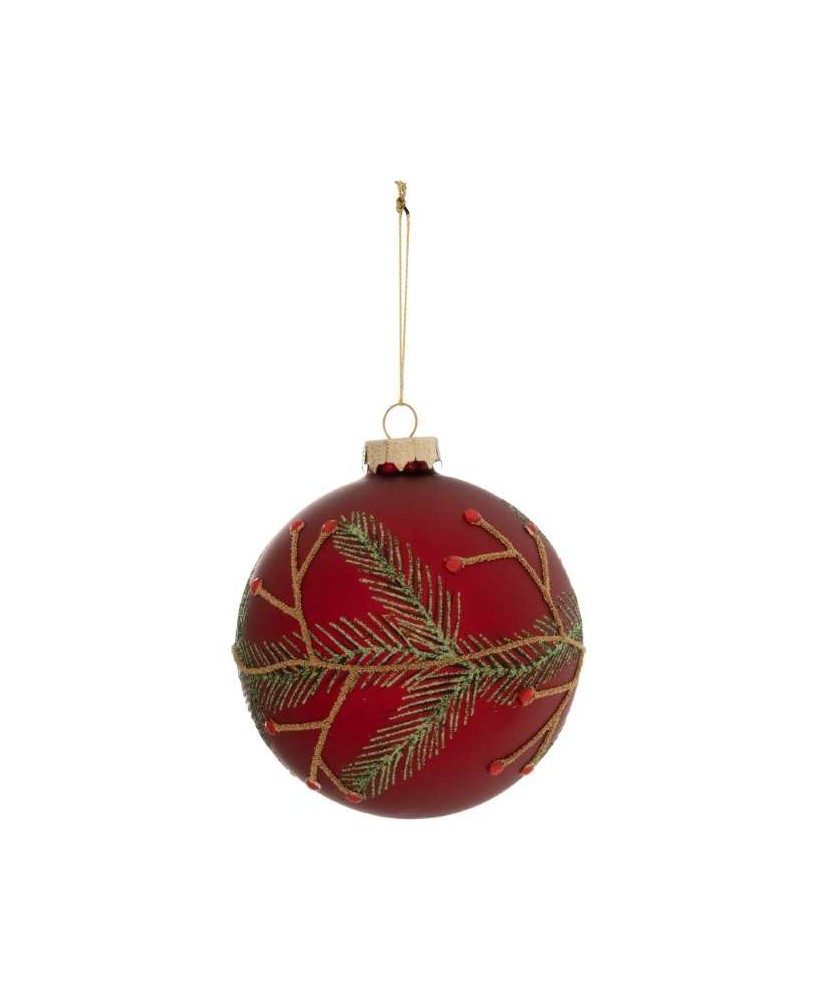 BOLA ROJA DEC HOJAS D8CM