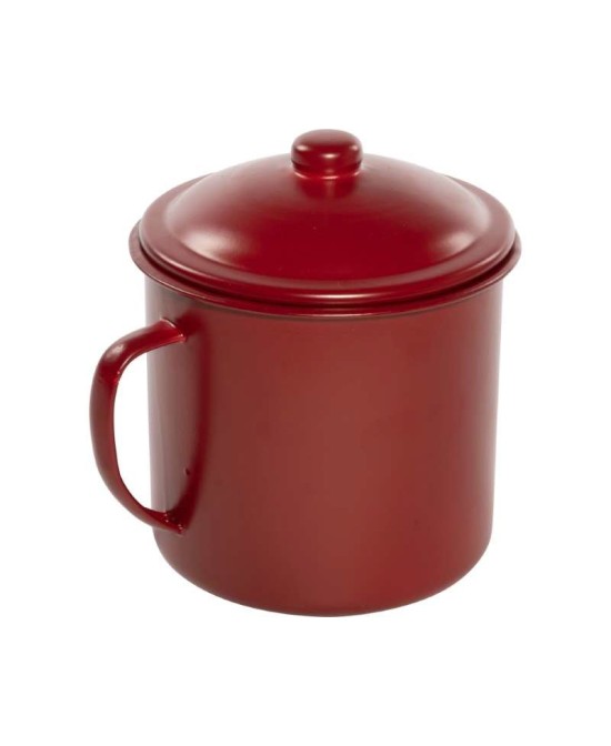 BOTE METALICO CON ASAS TAPA 21X17X20CM ROJO