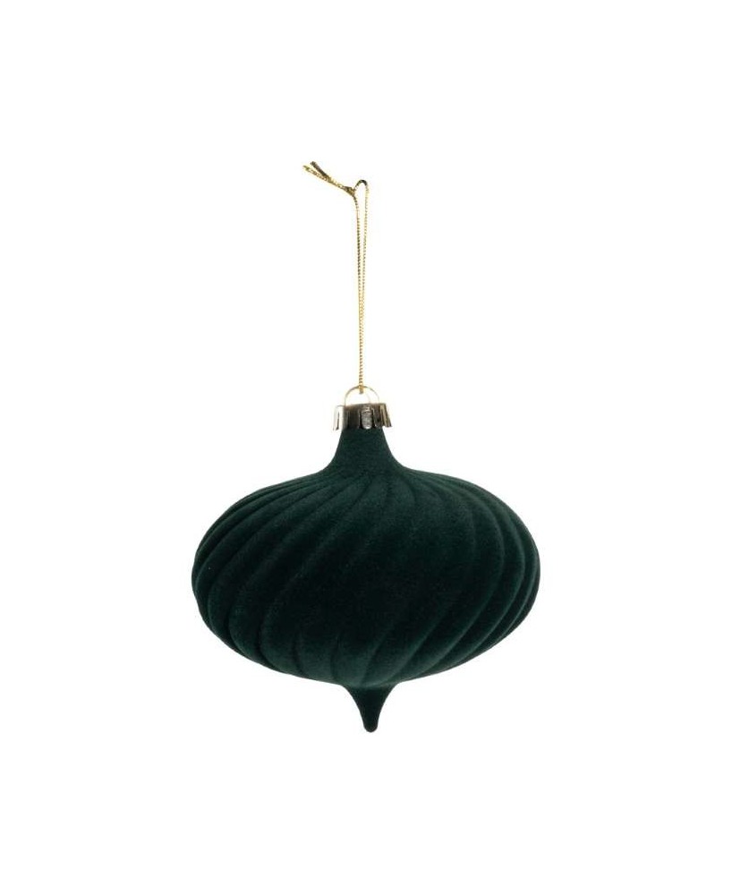 ADORNO VERDE FLOCADO D15CM