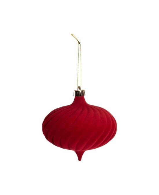 ADORNO ROJO FLOCADO D15CM