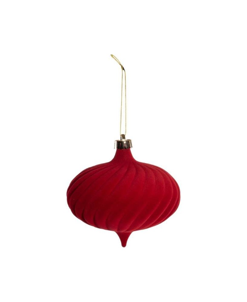 ADORNO ROJO FLOCADO D15CM