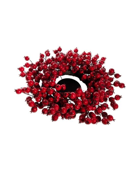CORONA DE BAYAS ROJA PORTAVELAS D46CM