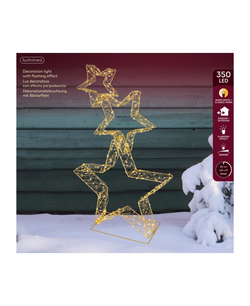 ESTRELLA MICROLED DORADA LUZ CALIDA 16CM