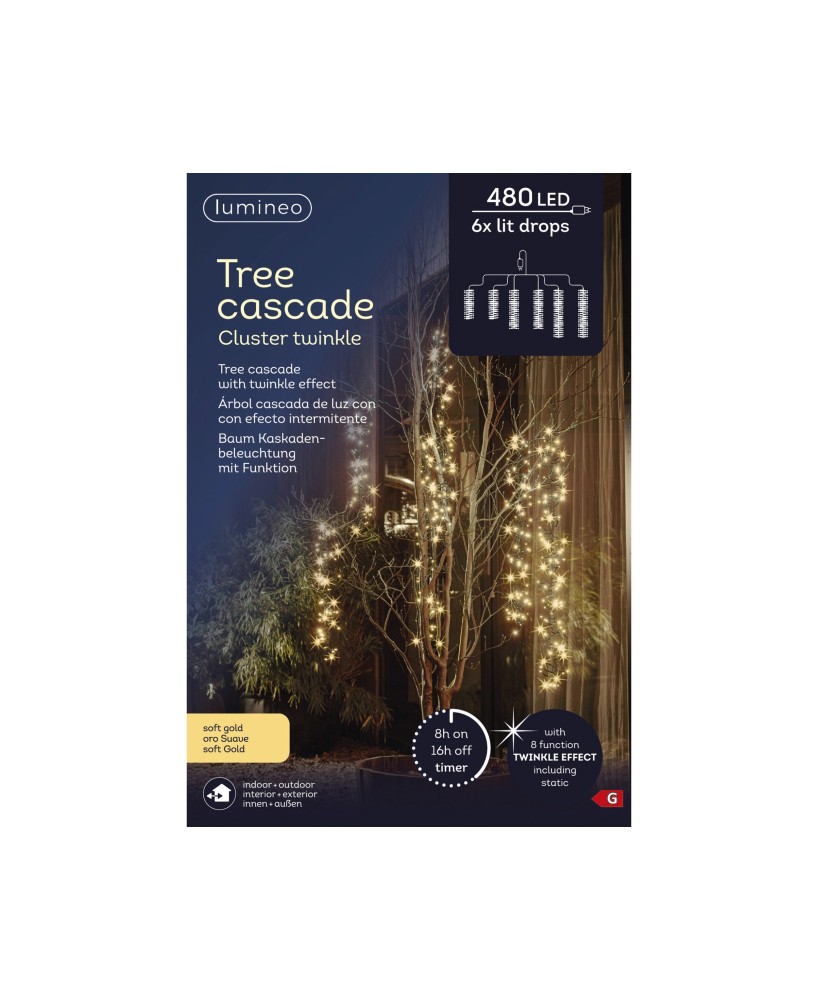CASCADA  LED NEGRO/DORADO 200CM