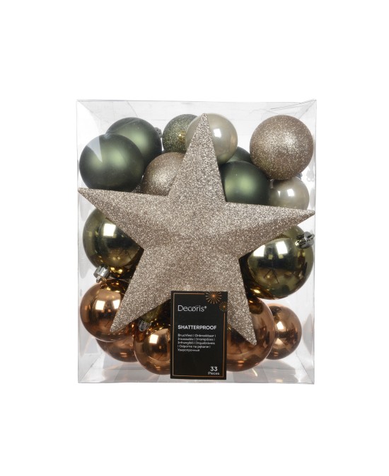 SET BOLAS NAVIDAD MIX +ESTRELLA 8CM