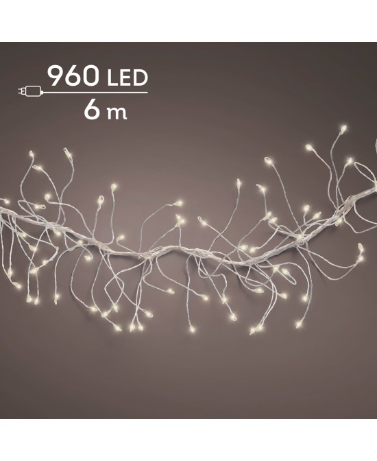 GUIRNALDA DE LUCES LED PLATA/BLANCO CALIDO 600CM