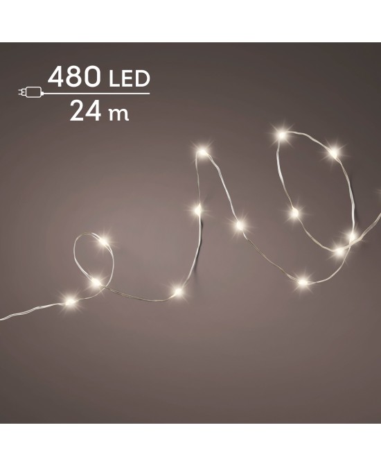 GUIRNALDA DE LUCES LED PLATA/BLANCO CALIDO 2395L