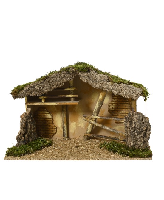 Pesebre de Madera Natural 58x28x35 cm  Decoración Navideña | Endanea Garden