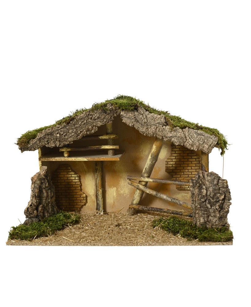Pesebre de Madera Natural 58x28x35 cm  Decoración Navideña | Endanea Garden