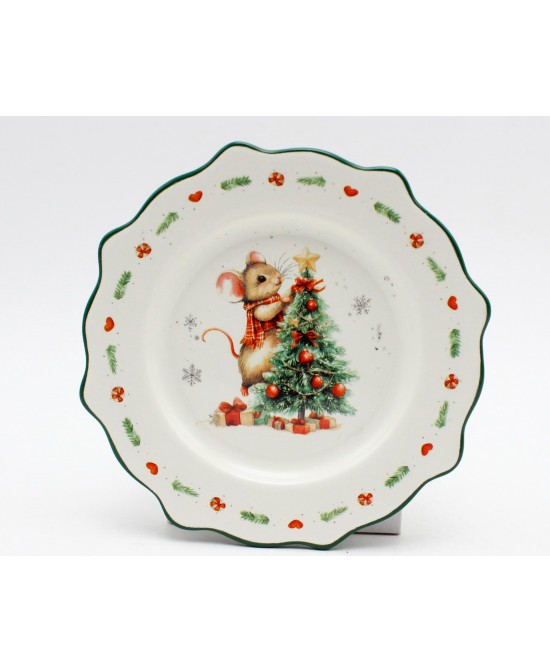 PLATO DESAYUNO NAVIDAD RATONCITO  D.21cm x H.2.3cm