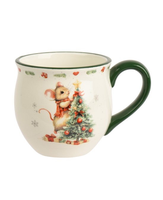 TAZA NAVIDAD RATONCITO L.13.5cm x W.9.5cm x H.9cm