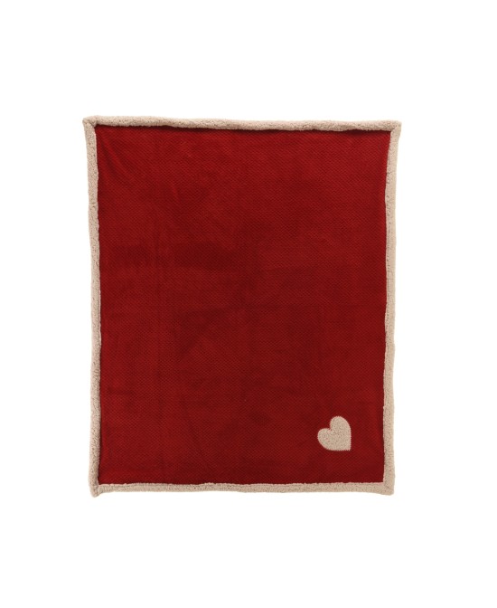 MANTA FRANELA BORDADO CORAZON ROJO L.130cm x W.150cm x H.2cm