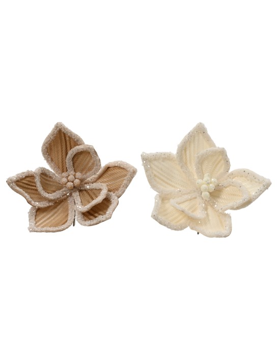 POINSETTIA EN CLIP BEIGE D.28cm x H.13cm