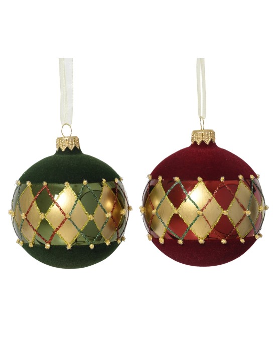 Bola Navideña Cristal Brillante con Rombos 8 cm Decoración Árbol Navidad