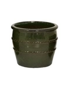 Maceta Baja Terracota Esmaltada Verde 37x31.5 cm | Duradera y Elegante para Jardín