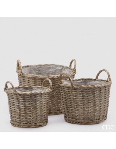 Cesto Redondo con Mango Marrón Claro Grande  Elegante y Funcional para Almacenaje

