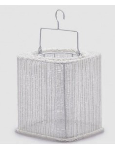 LINTERNA DE TELA RECTANGULAR CON MANGO BLANCA