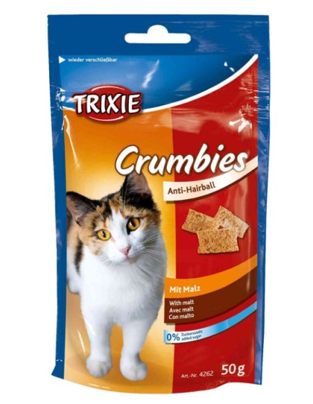 Crumbies con Malta 50g - Snack Saludable para Gatos | Previene Bolas de Pelo