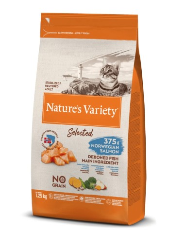 Alimento para Gatos Esterilizados Selected Cat Salmón Noruego 1,25 kg | Endanea Mascotas