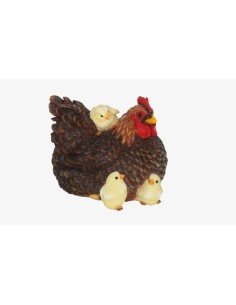 Figura Gallina con Pollitos Decorativa Resistente para Hogar y Jardín