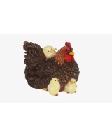 Figura Gallina con Pollitos Decorativa Resistente para Hogar y Jardín