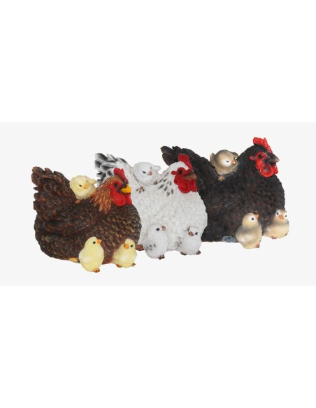 Figura Gallina con Pollitos Decorativa Resistente para Hogar y Jardín
