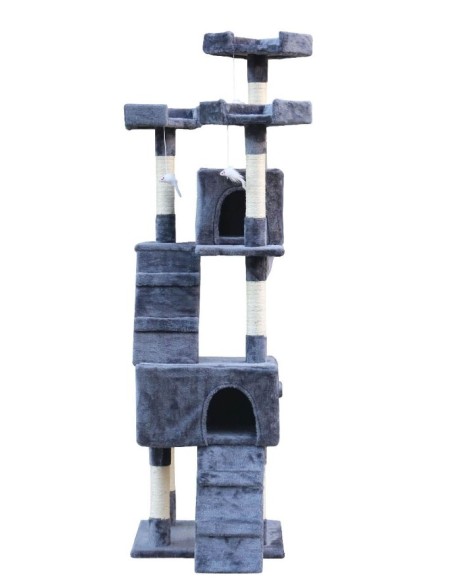 Nilo Cat Tree Gris 50x50x170 cm Árbol Rascador para Gatos