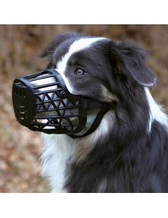 BOZAL PLASTICO CINTA NYLON S-M NEGRO 2