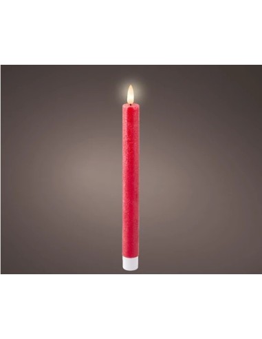 Vela LED Roja 24.5 cm Luz Cálida Decorativa Segura para Interiores y Exteriores