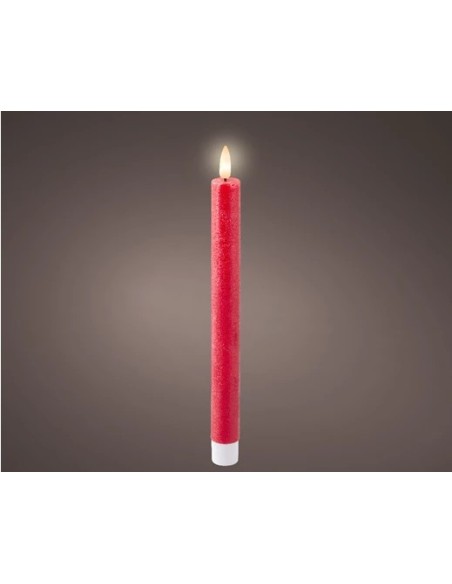 Vela LED Roja 24.5 cm Luz Cálida Decorativa Segura para Interiores y Exteriores