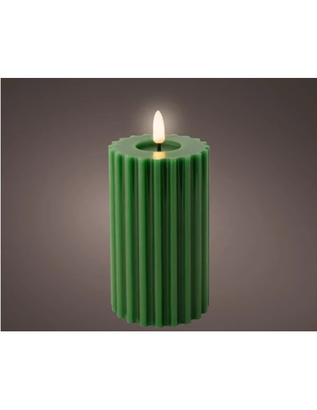 VELA LED VERDE 14.8CM BLANCO/CALIDO