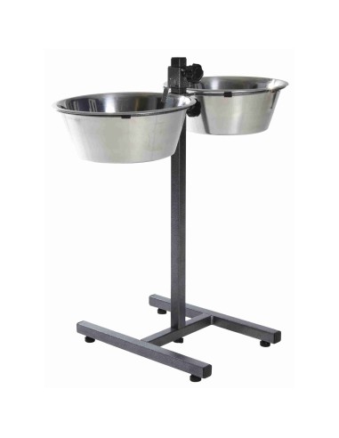 Barra Soporte 2 Comederos 1.8L Gris 221cm  Comedero Elevado para Perros y Gatos Medianos y Grandes

