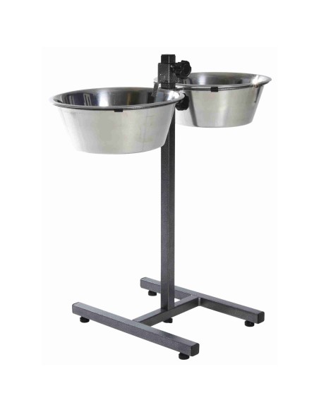 Barra Soporte 2 Comederos 1.8L Gris 221cm  Comedero Elevado para Perros y Gatos Medianos y Grandes

