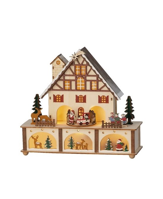 ESCENARIO L.10cm x W.27cm x H.24.3cm LED MADERA  BLANCO/CALIDO