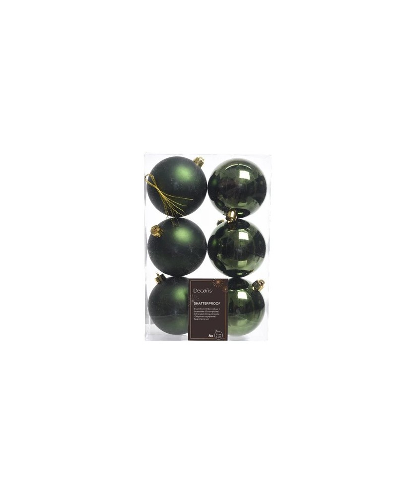 BOLA NAVIDEÑA BOX 6 8CM VERDE